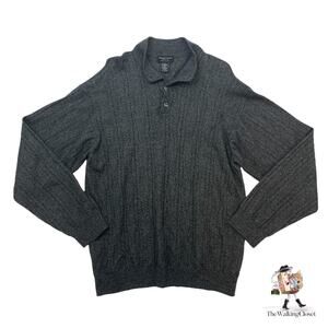 Franco Danti Sweater Mens L Large Charcoal Gray Rayon Wool Cotton Cashmere Blend